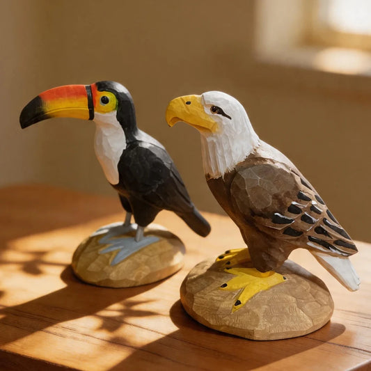 Hand-Carved Toucan & Tropical Bird Figurine | Bon Bon Bird Toys
