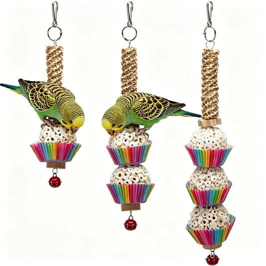 Sola Ball Foraging Toy with Raffia Cups | Bon Bon Bird Toys