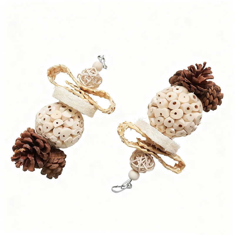 Natural Corn Husk and Rattan Ball Chew Toy