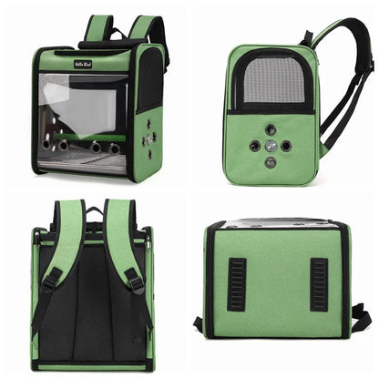 Bird Travel Backpack Carrier with Perch and Feeding Cups