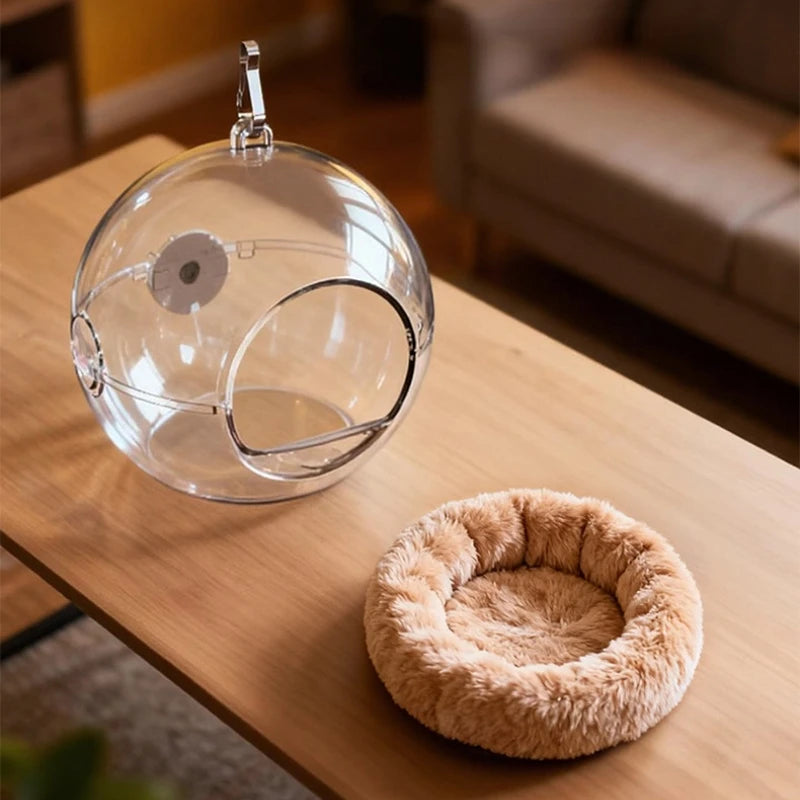 Clear Acrylic Bird Nest Pod with Cotton Cushion | Bon Bon Bird Toys