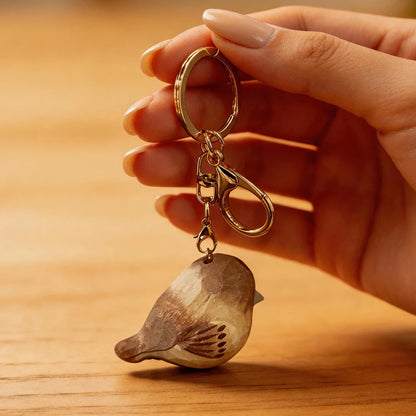 Hand-Carved Wood Bird Keychain | Bon Bon Bird Toys