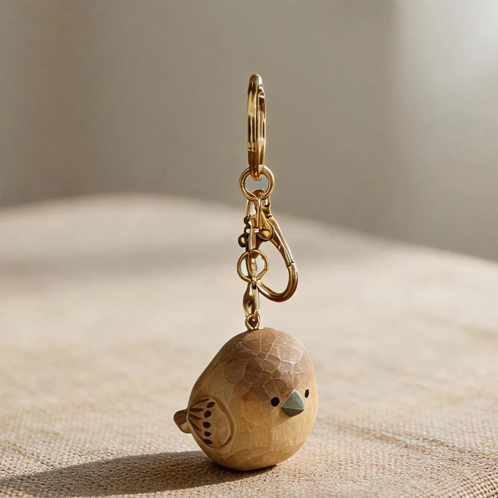Hand-Carved Sparrow Figurine | Bon Bon Bird Toys