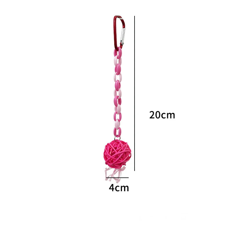 Rattan Ball & Bead Carabiner Parrot Toy | Bon Bon Bird Toys
