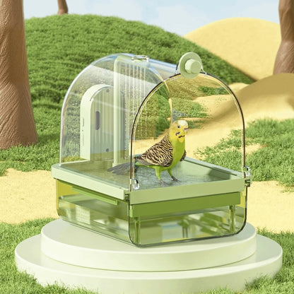 Clear Dome Bird Bath with Auto Water Circulation | Bon Bon Bird Toys