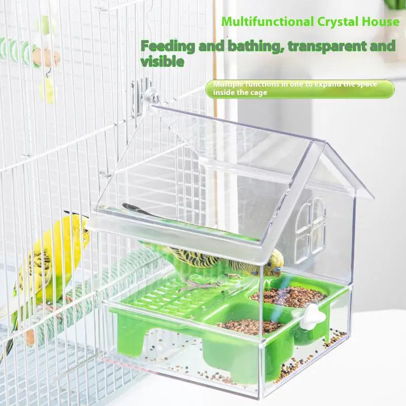 Acrylic House Bird Feeder with Pull-Out Drawer | Bon Bon Bird Toys