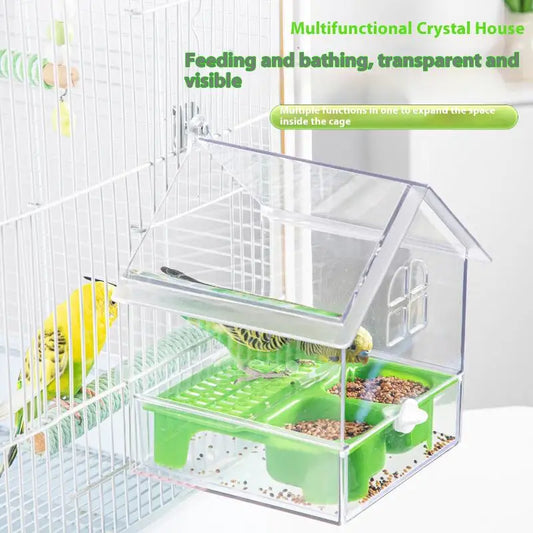 Acrylic House Bird Feeder with Pull-Out Drawer | Bon Bon Bird Toys