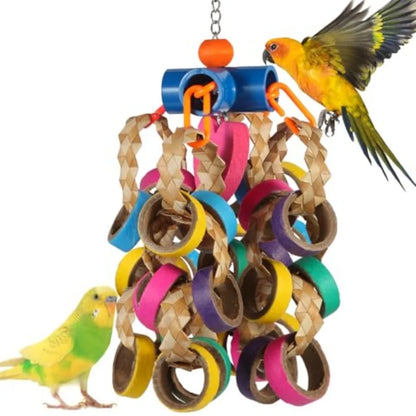 Colorful Bagel Ring Cascade Chew Toy for Parrots | Bon Bon Bird Toys