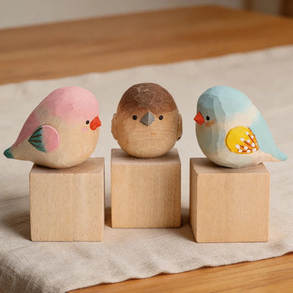 Hand-Carved Sparrow Figurine | Bon Bon Bird Toys