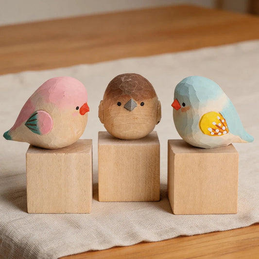 Hand-Carved Sparrow Figurine | Bon Bon Bird Toys