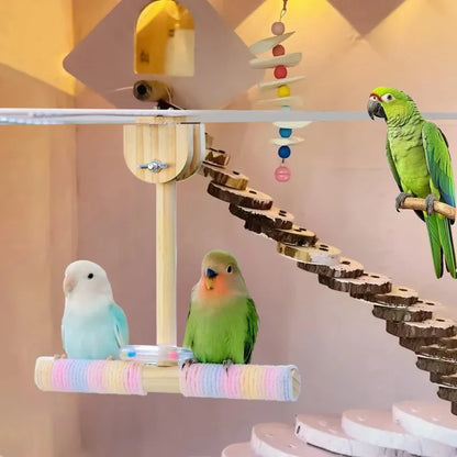 Rotating Wooden Perch Swing for Birds | Bon Bon Bird Toys