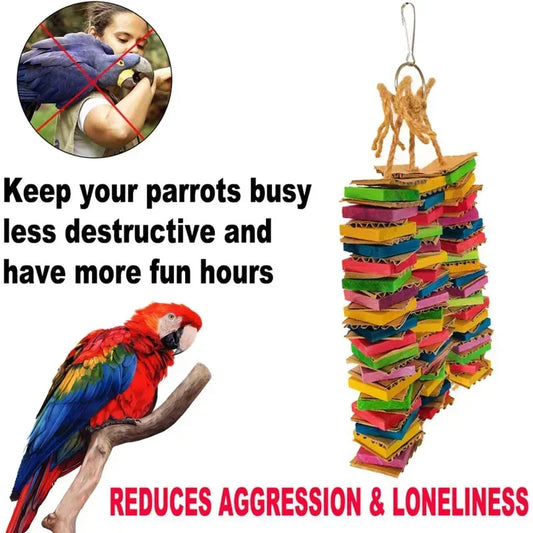 Colorful Wood Slice Shredding Toy for Birds | Bon Bon Bird Toys