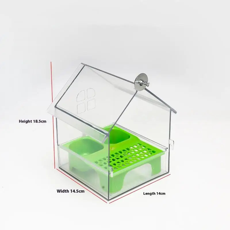 Acrylic House Bird Feeder with Pull-Out Drawer | Bon Bon Bird Toys