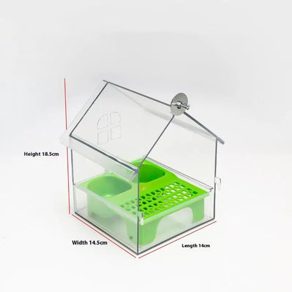 Acrylic House Bird Feeder with Pull-Out Drawer | Bon Bon Bird Toys