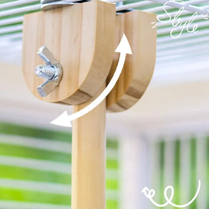 Rotating Wooden Perch Swing for Birds | Bon Bon Bird Toys