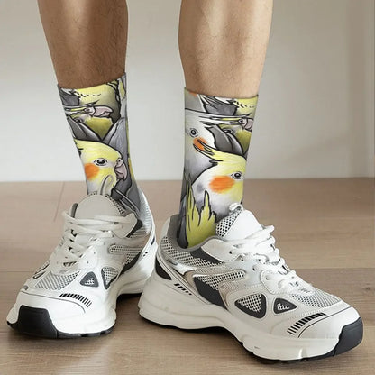 Cockatiel Art Print Crew Socks | Bon Bon Bird Toys