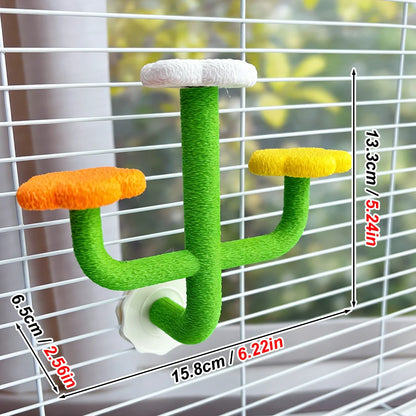 Cactus Bird Perch Stand with Flower Platforms | Bon Bon Bird Toys