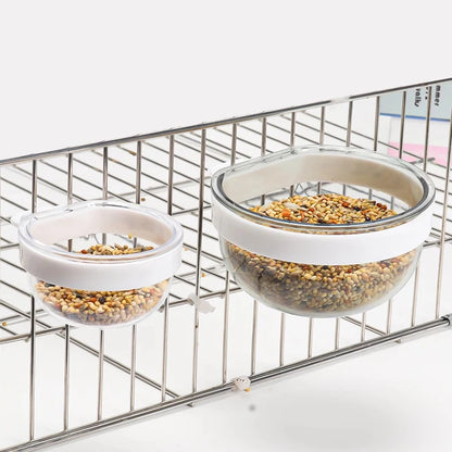 Transparent Cage-Mount Bird Feeding Bowl