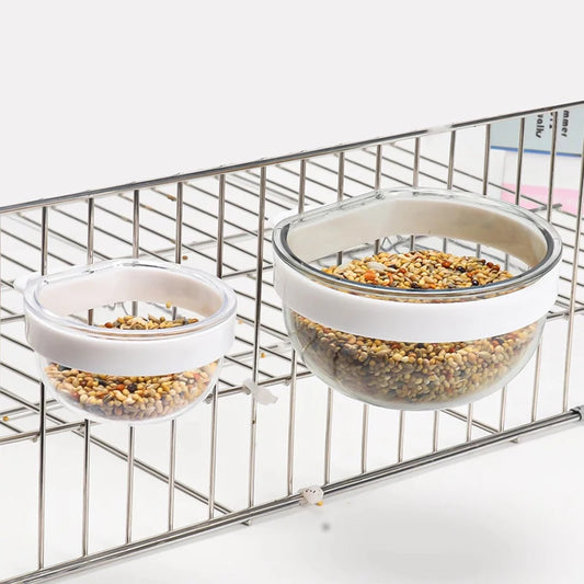 Transparent Cage-Mount Bird Feeding Bowl