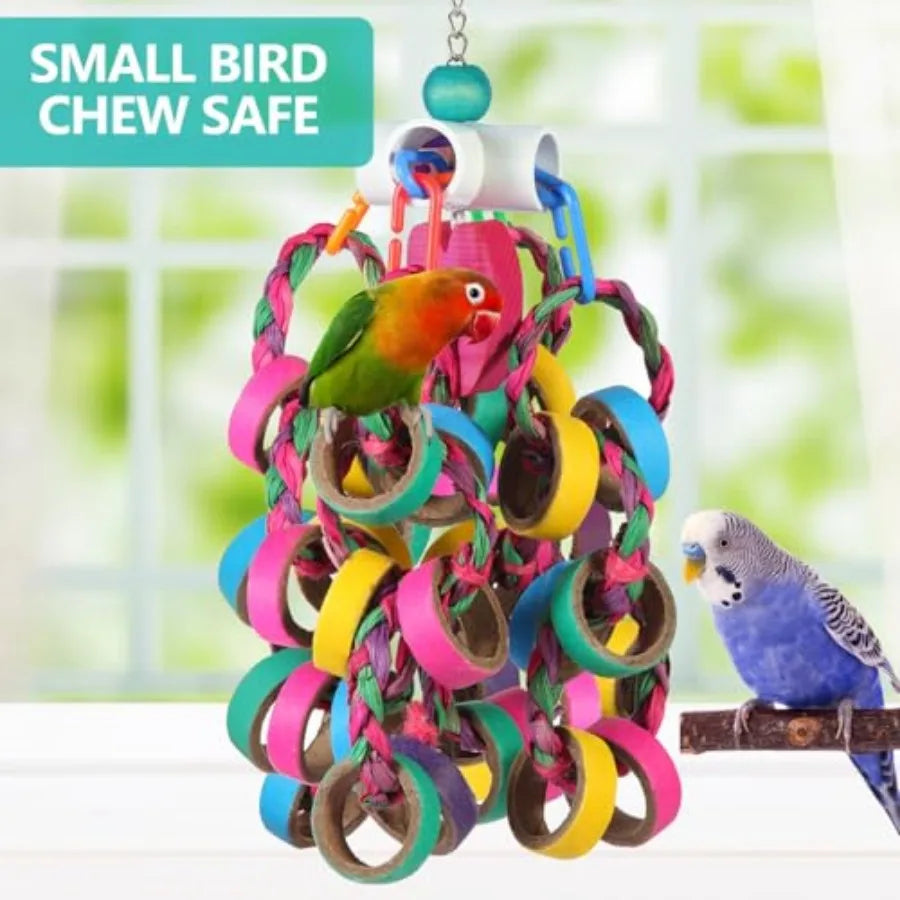 Colorful Bagel Ring Cascade Chew Toy for Parrots | Bon Bon Bird Toys