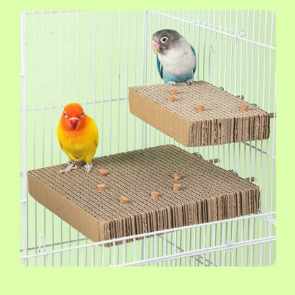 Corrugated Cardboard Perch Platform with Cork | Bon Bon Bird Toys