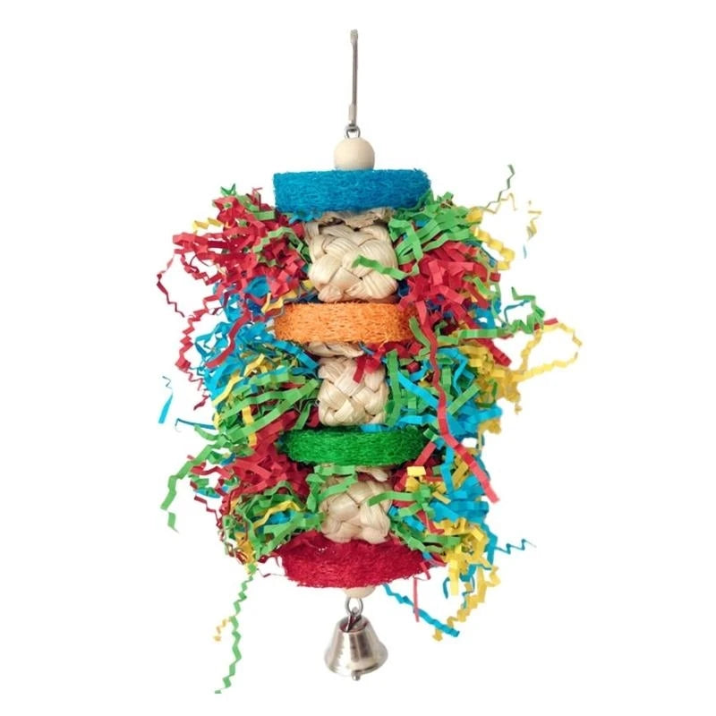 Colorful Paper & Loofah Shredder Toy for Birds | Bon Bon Bird Toys
