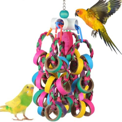 Colorful Bagel Ring Cascade Chew Toy for Parrots | Bon Bon Bird Toys