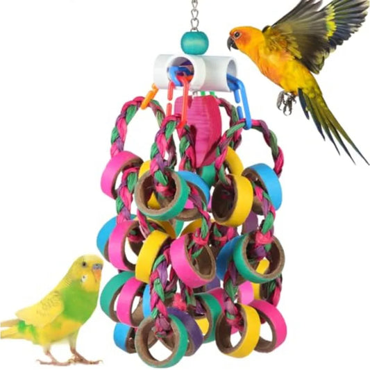Colorful Bagel Ring Cascade Chew Toy for Parrots | Bon Bon Bird Toys