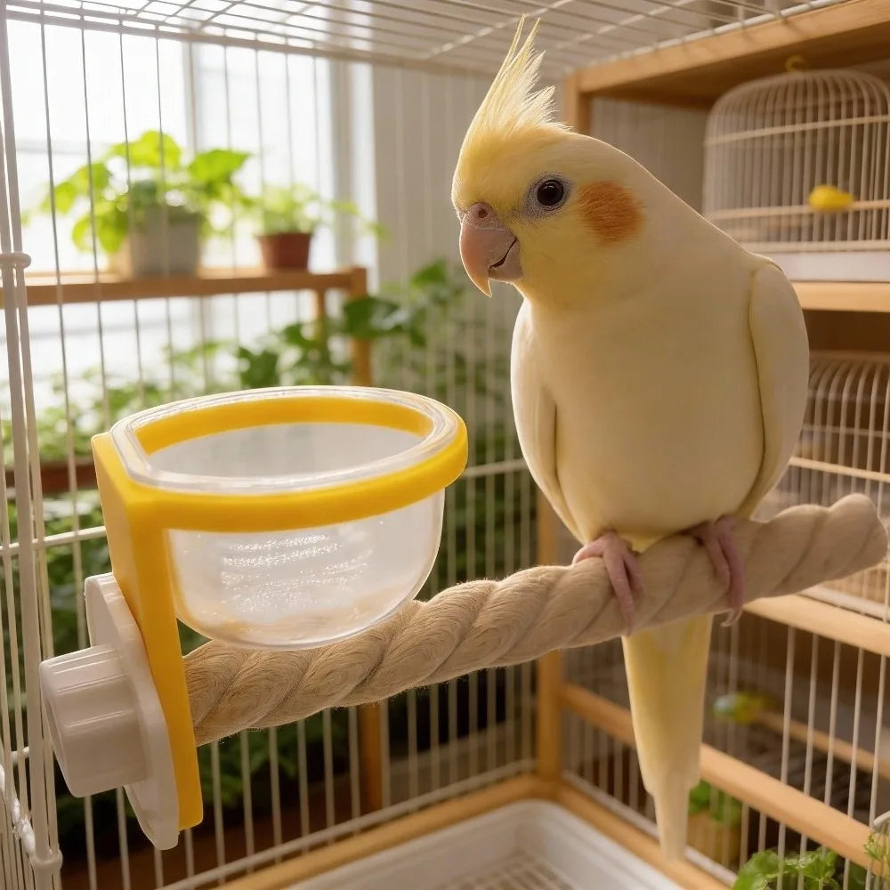 Cage-Mount Feeder Cup with Perch