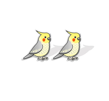 Budgie Acrylic Stud Earrings | Bon Bon Bird Toys