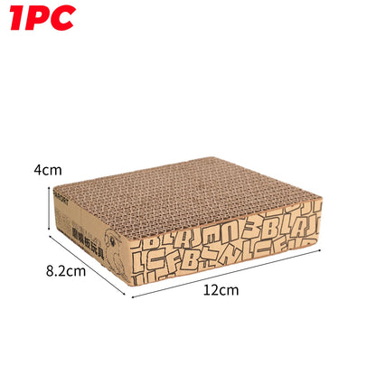 Cardboard perch shredder toy with dimensions on a white background