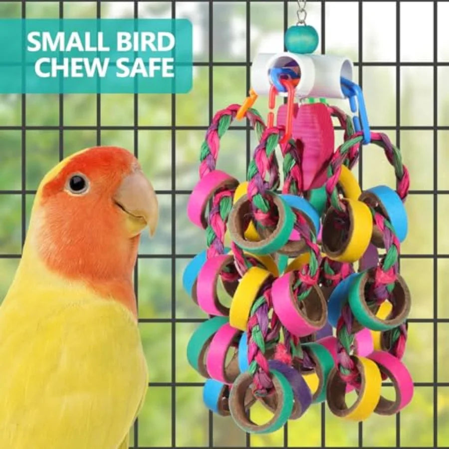 Colorful Bagel Ring Cascade Chew Toy for Parrots | Bon Bon Bird Toys