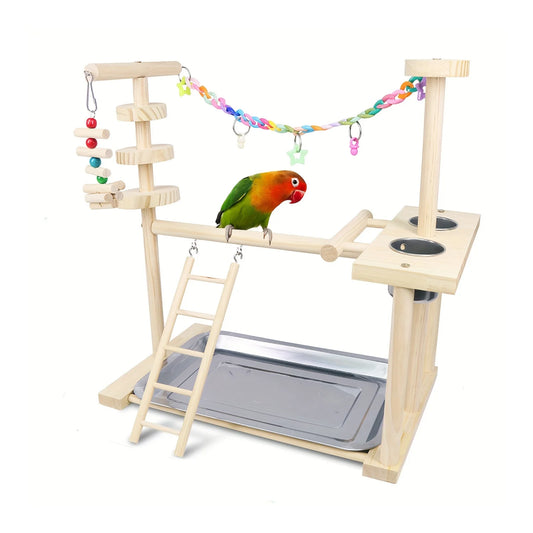 Wooden Bird Play Stand | Bon Bon Bird Toys