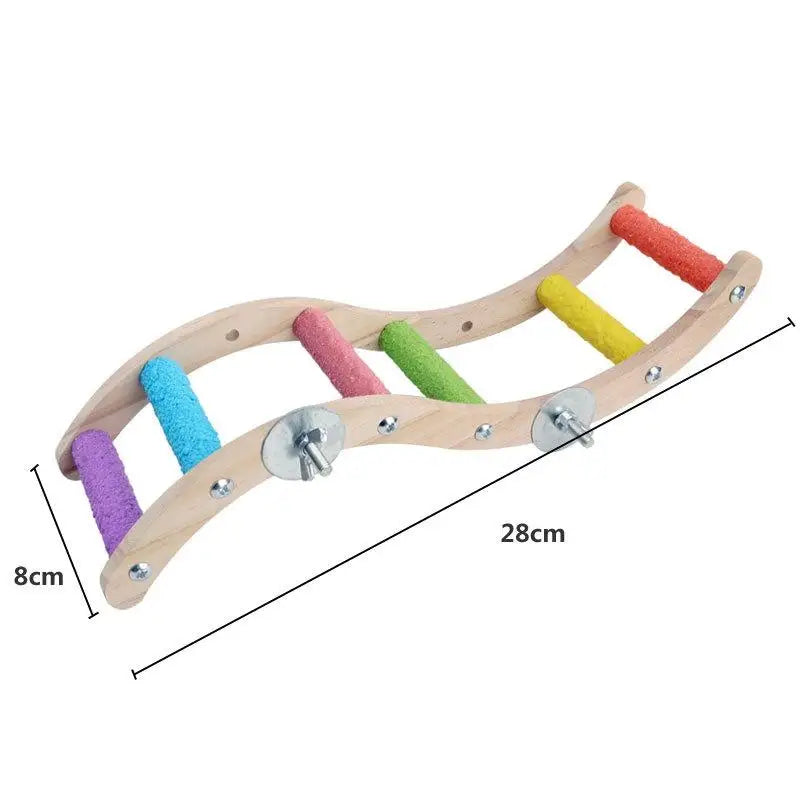 Wooden Climbing Ladder with Claw Grinding Perch for Birds | Bon Bon Bird Toys