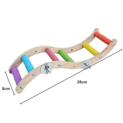 Wooden Climbing Ladder with Claw Grinding Perch for Birds | Bon Bon Bird Toys
