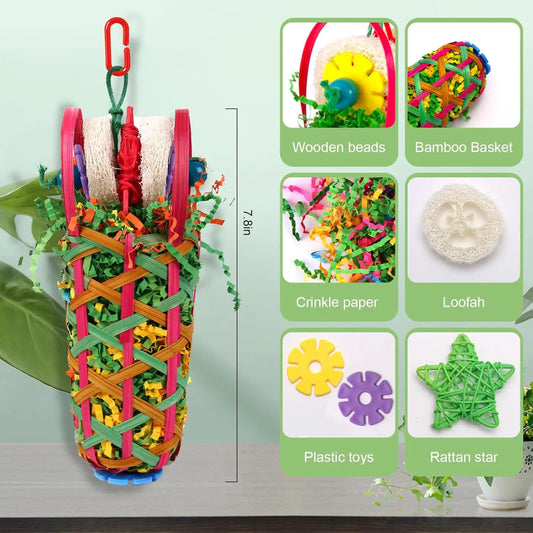 Shreddable Bamboo Basket Bird Toy 2-Pack | Bon Bon Bird Toys