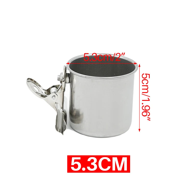 Stainless Steel Bird Feeder Cup Set with Stand Clip