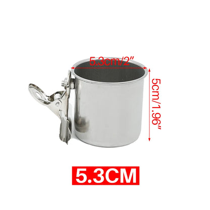 Stainless Steel Bird Feeder Cup Set with Stand Clip