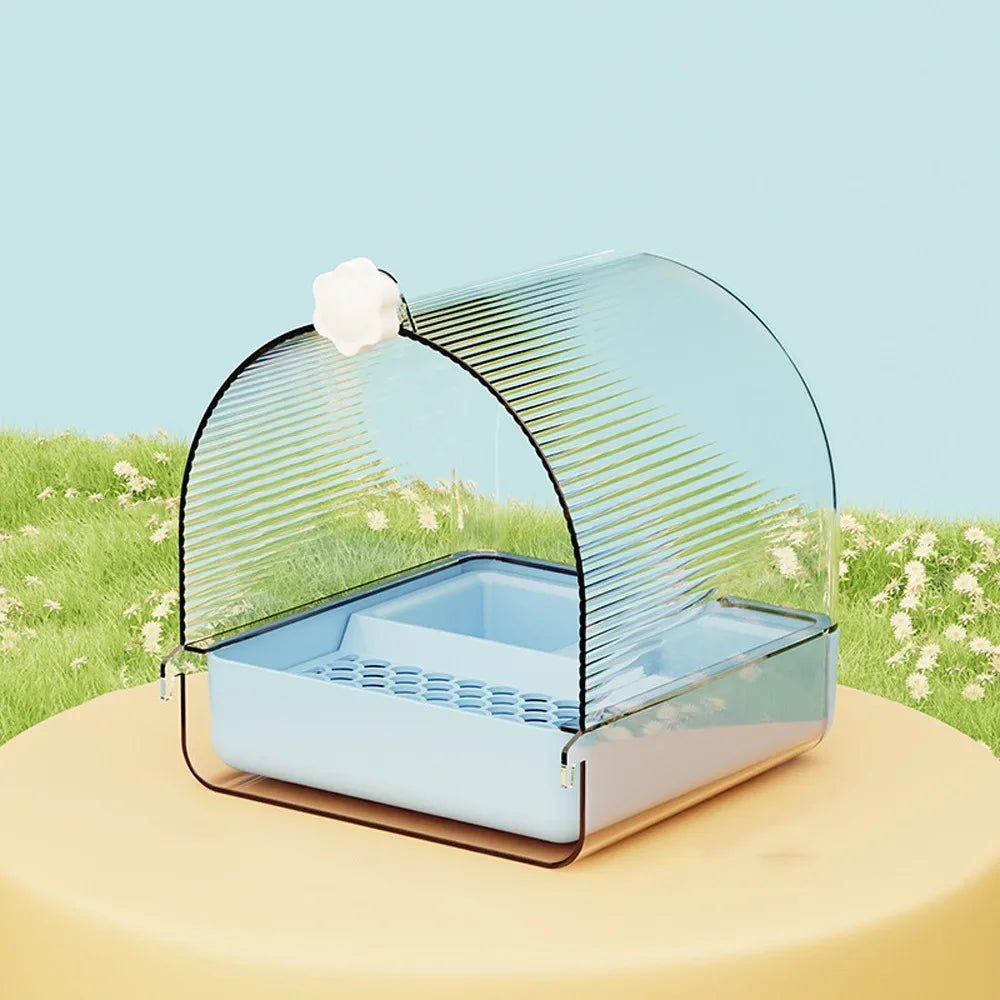 Transparent Bird Bath and Feeder with Dome Cover | Bon Bon Bird Toys