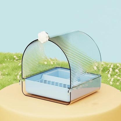 Transparent Bird Bath and Feeder with Dome Cover | Bon Bon Bird Toys