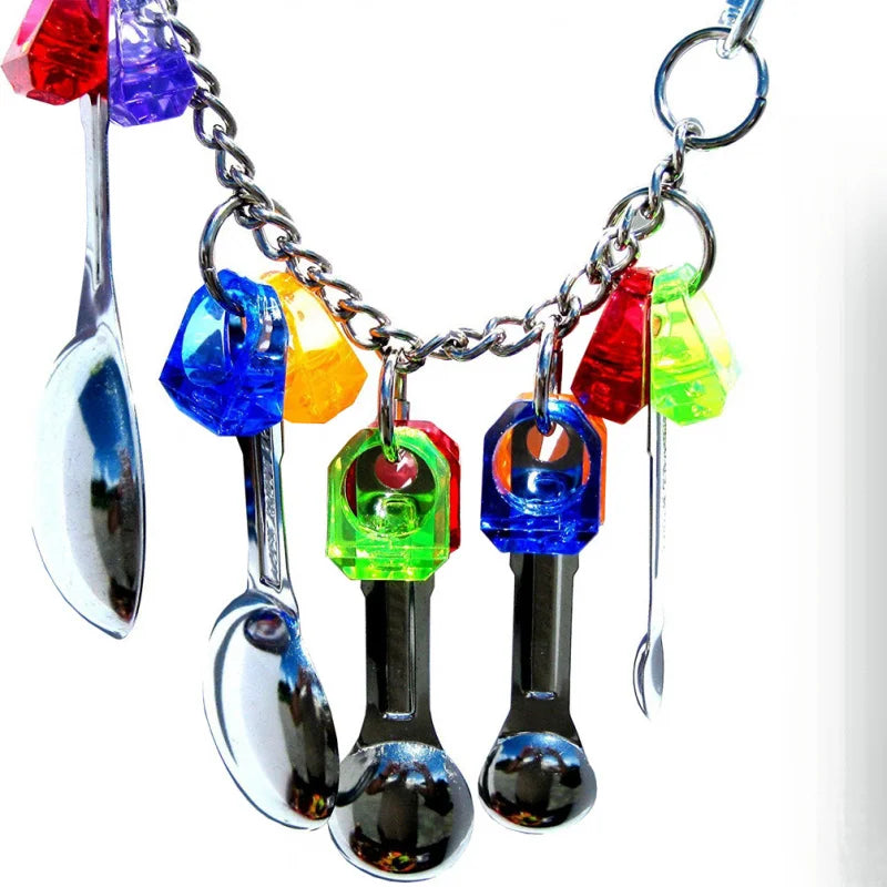 Stainless Steel Spoon String Bird Toy | Bon Bon Bird Toys