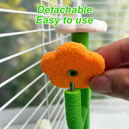 Cactus Bird Perch Stand with Flower Platforms | Bon Bon Bird Toys