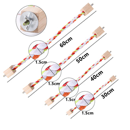 Multicolor Cotton Rope Bird Perch with Wood Block Ends