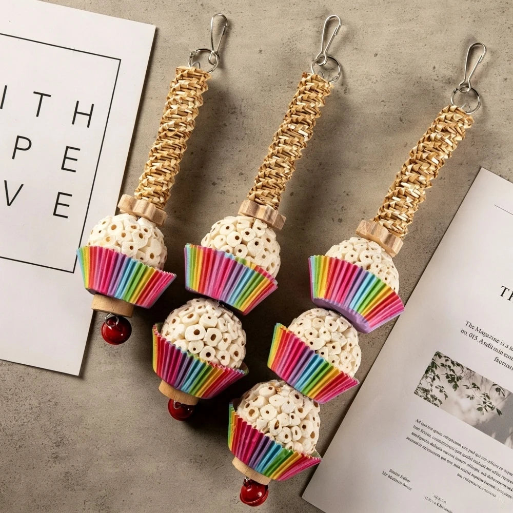 Sola Ball Foraging Toy with Raffia Cups | Bon Bon Bird Toys