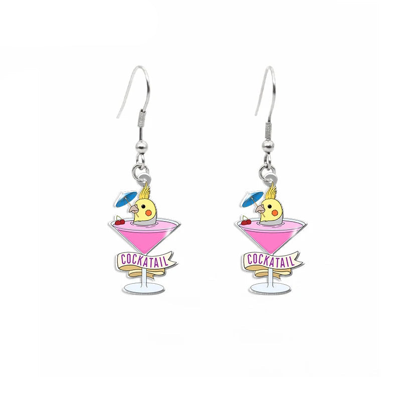 Cute Parrot Acrylic Dangle Earrings | Bon Bon Bird Toys