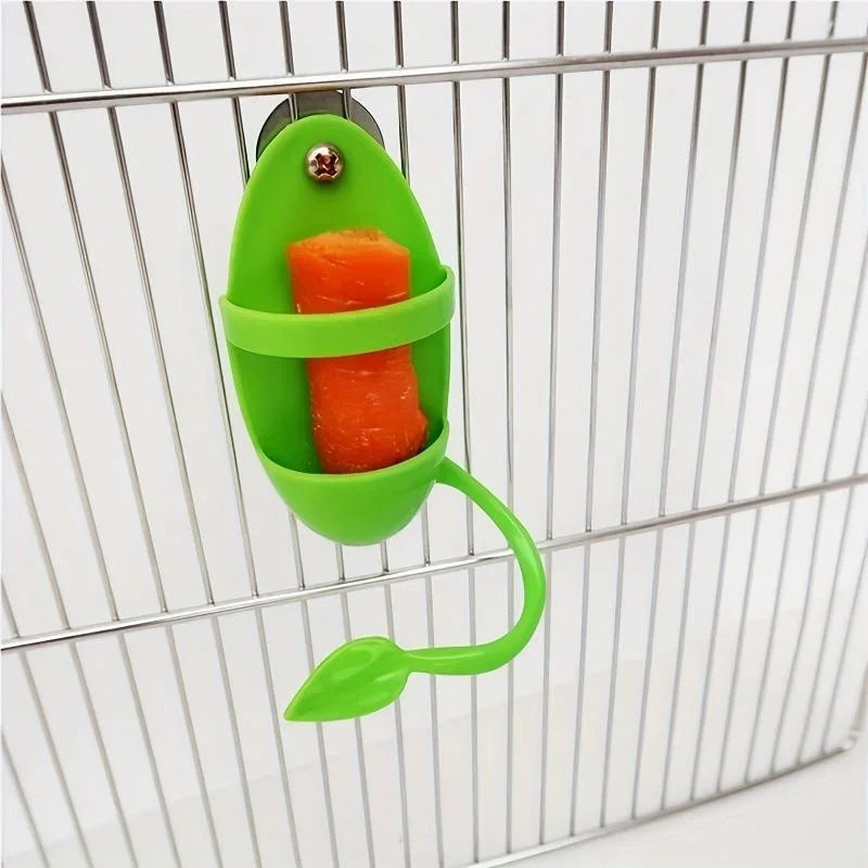 Cage-Mount Cuttlebone and Food Holder for Birds