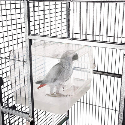 Large Transparent Bird Bath for Cage — 13x11x8 Inches