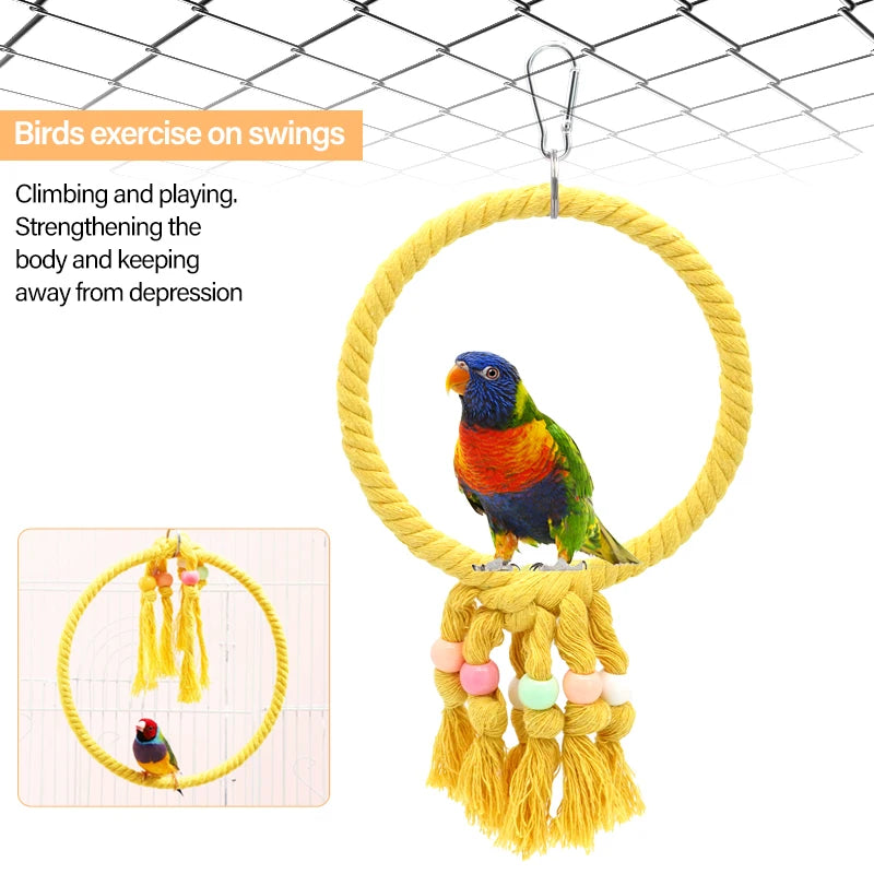 Guy Ropes Bird Ringing Hemp Rope Ring Swing for Birds | Bon Bon Bird Toys