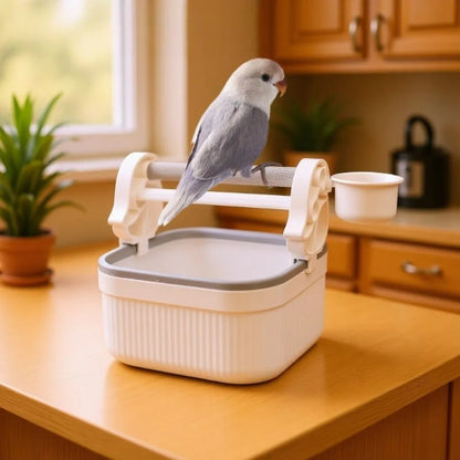 Bird Potty Training Perch with Food Bowl | Bon Bon Bird Toys