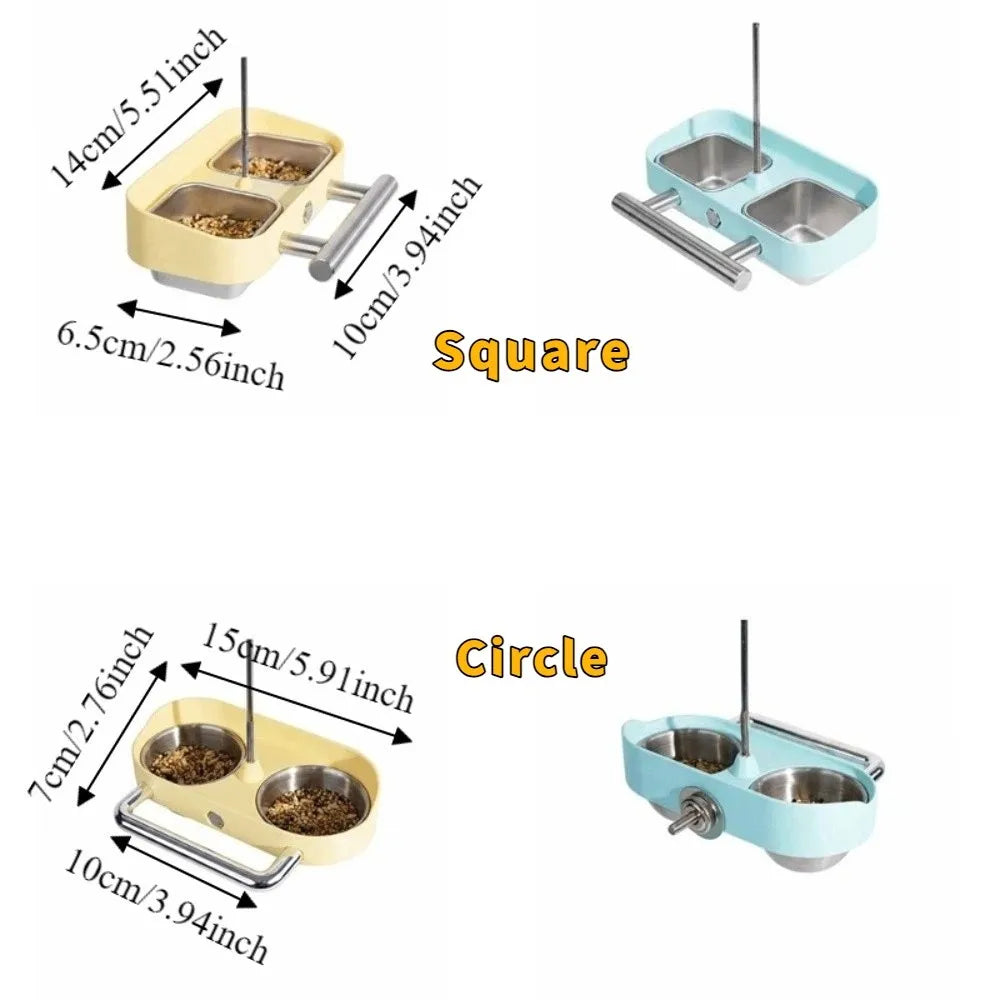 Double Bowl Cage-Mount Bird Feeder with Splash Guard | Bon Bon Bird Toys